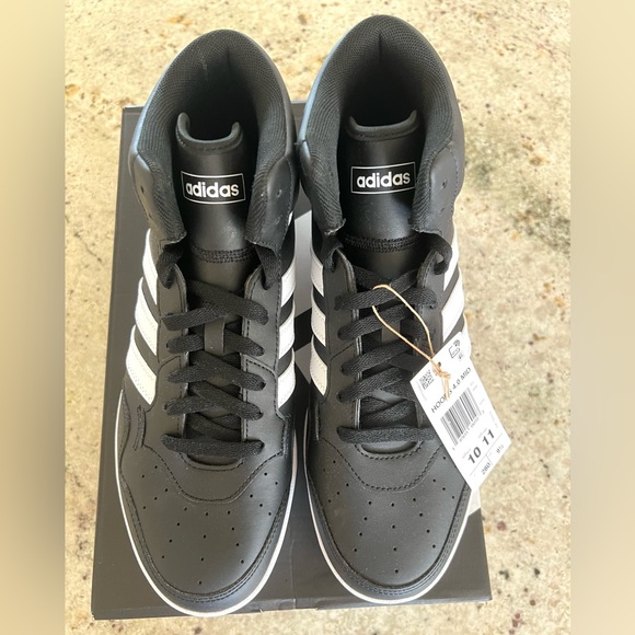 Adidas Hoops 4.0 Mid Men's Black and White Basketball Sneakers - Picture 2 of 12